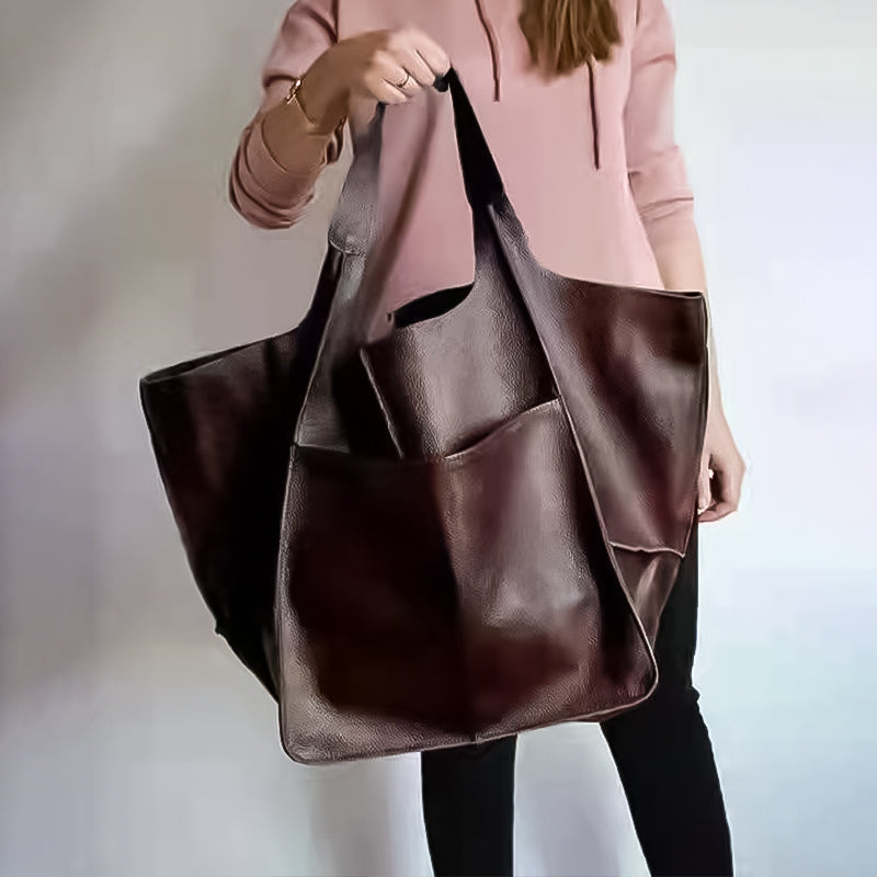 Vozenda – Women’s Oversized PU Leather Weekender Bag with Multiple Carry Options