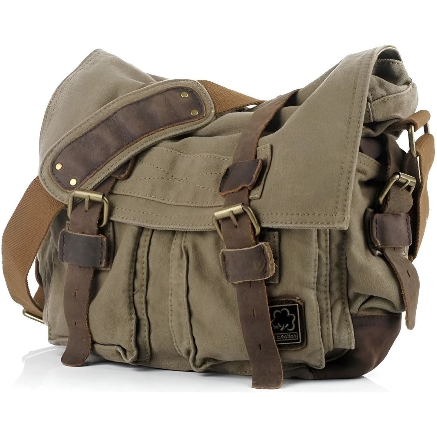 Vozenda – Men’s Vintage Canvas Messenger Bag with Leather Accents
