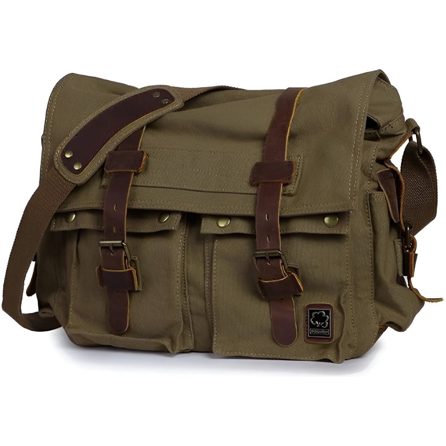 Vozenda – Men’s Vintage Canvas Messenger Bag with Leather Accents