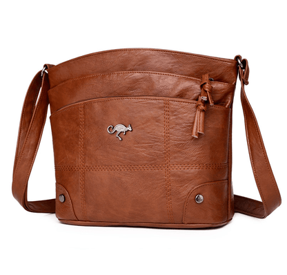 Vozenda - Vintage Leather Shoulder Bag with Adjustable Strap