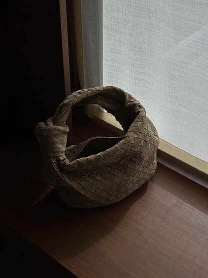 Vozenda – Women’s Mini Suede Shoulder Bag with Woven Knot Design