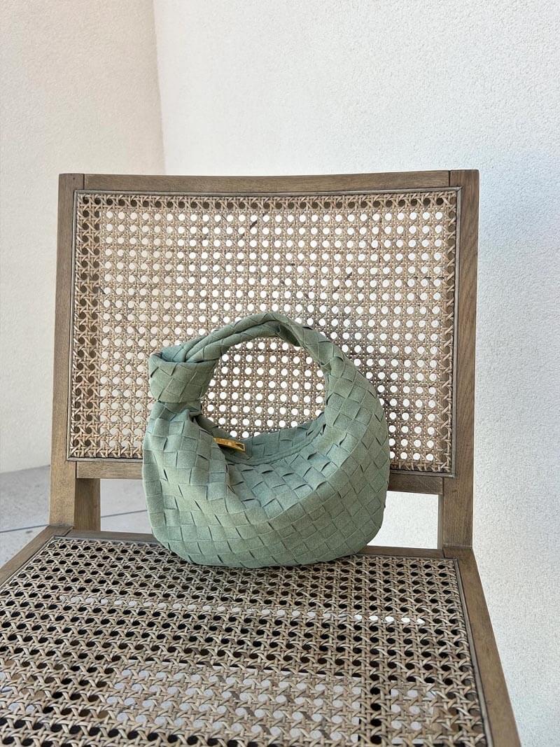 Vozenda – Women’s Mini Suede Shoulder Bag with Woven Knot Design