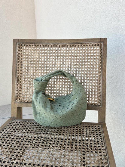 Vozenda – Women’s Mini Suede Shoulder Bag with Woven Knot Design