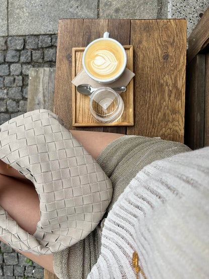 Vozenda – Women’s Mini Suede Shoulder Bag with Woven Knot Design