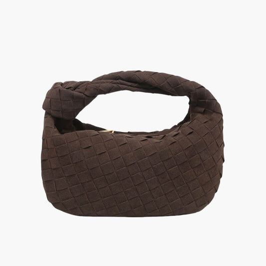 Vozenda – Women’s Mini Suede Shoulder Bag with Woven Knot Design